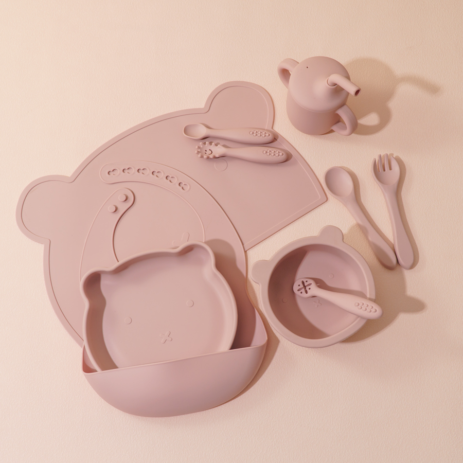 Baby Food Dinner - Ensemble d'alimentation en silicone pour bébé,