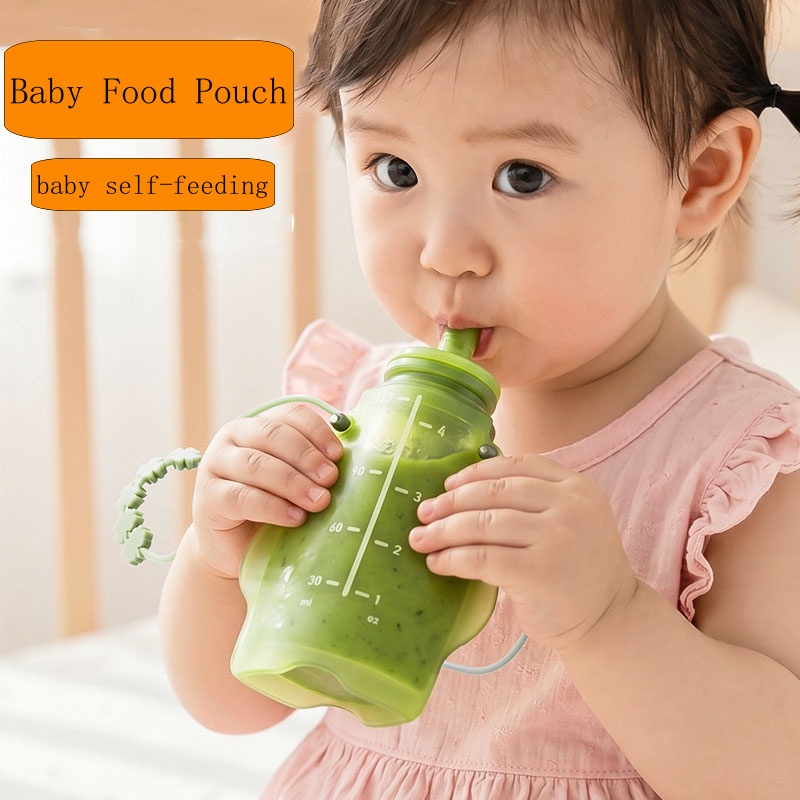 Baby Food Pouches 1 Year Old - Pochette alimentaire réutilisable en silicone sans